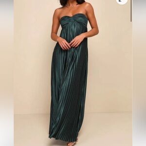 Lulu's Emerald Strapless Maxi Dress